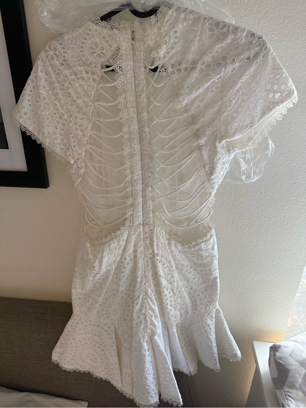 Zimmerman White Eyelet Lace Short Dress - White